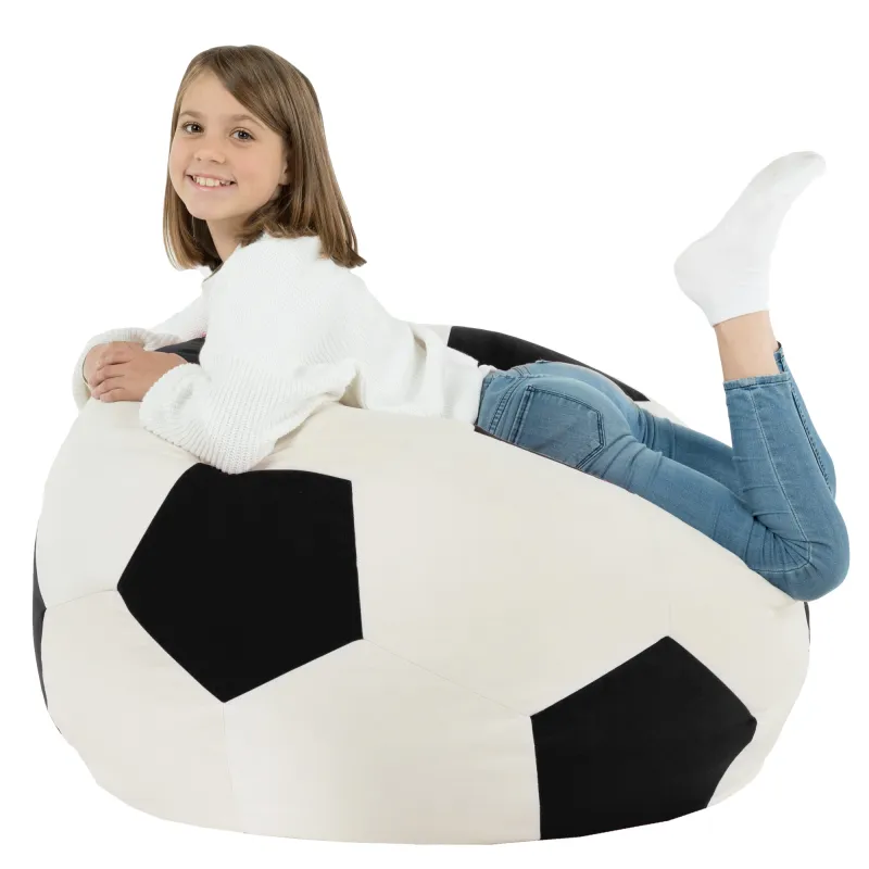 Noir Pouf De Football velours