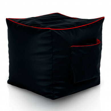 Noir Pouf Cube Gamer simili-cuir