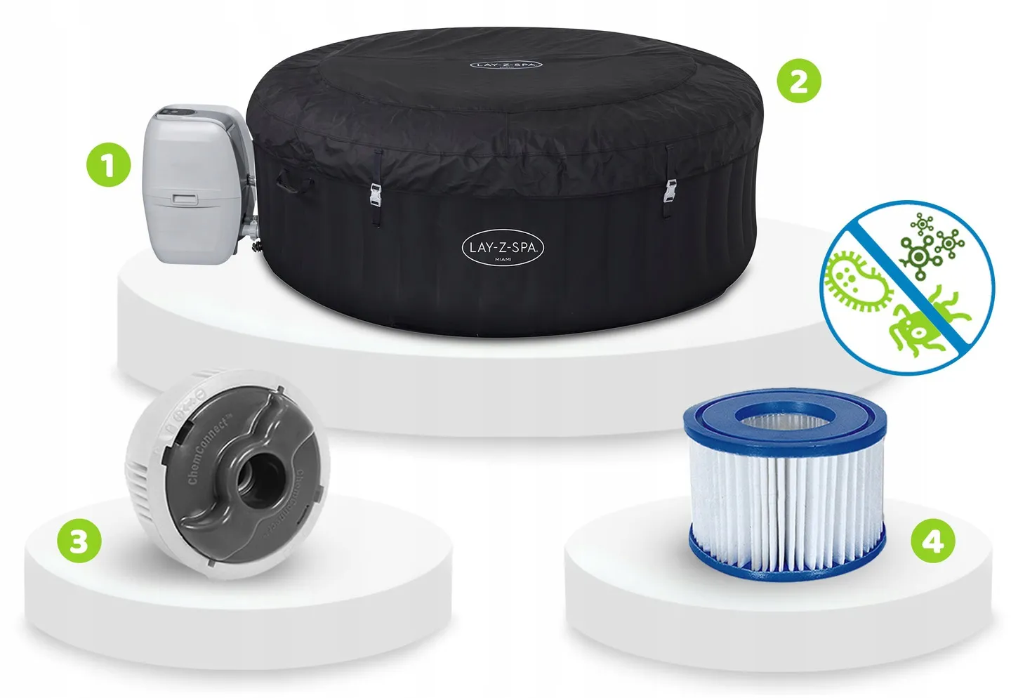 Spa Gonflable Lay-Z Miami 4 Personnes Bestway 60001 - 7